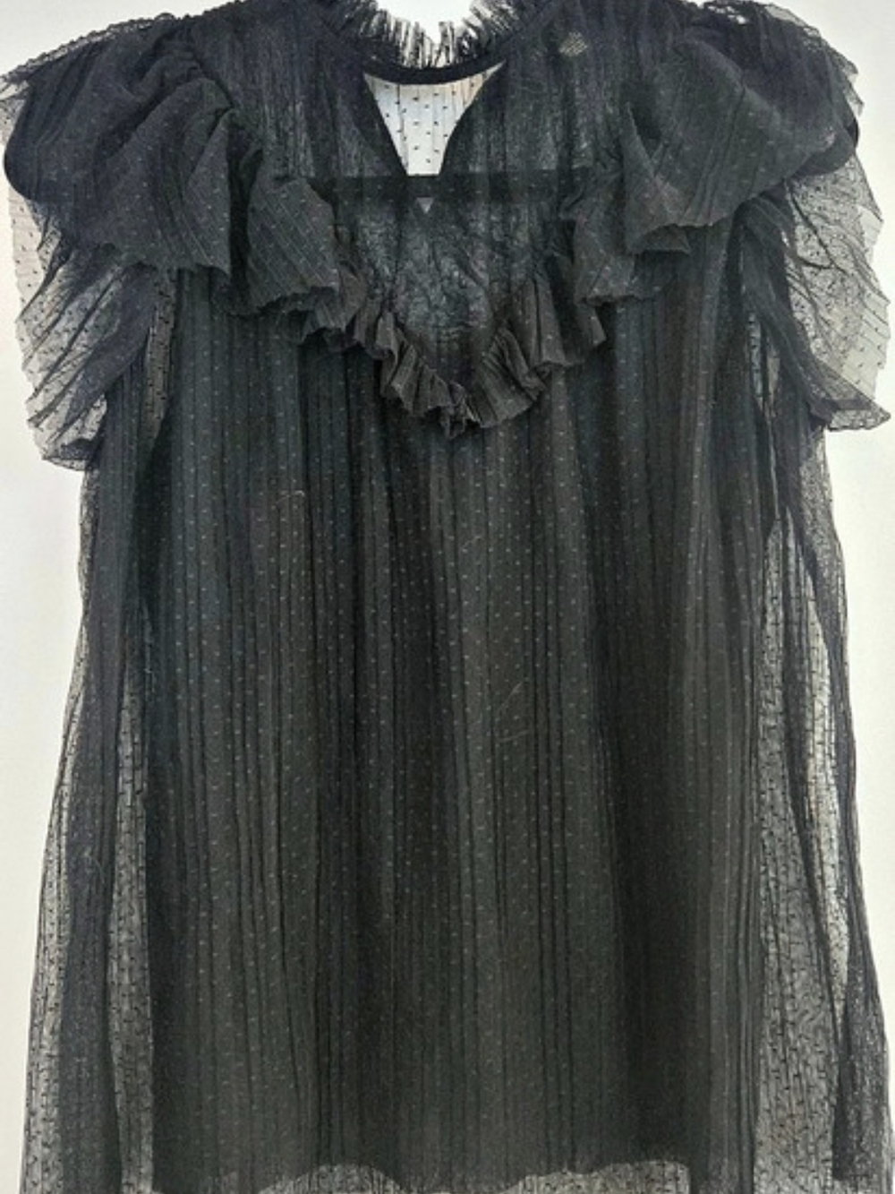 Ted Baker Blouse Black Ruffle Sheer Blouse